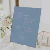 Whimsical Dusty Blue Diaper Raffle Baby shower Reclamebord Met Voetstuk
