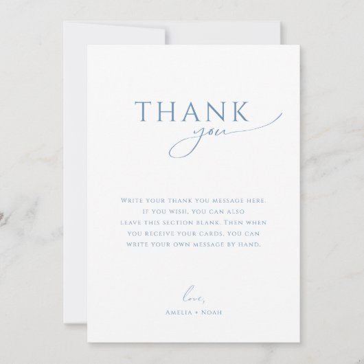 Whimsical Dusty Blue Flat Vertical Baby shower Bedankkaart (Voorkant)