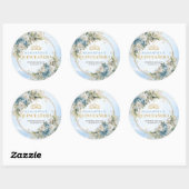 Whimsical Dusty Blue Gold Greenery Quinceañera  Ronde Sticker (Vel)