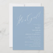 Whimsical Dusty Blue Het is een Meisje Baby shower Kaart (Voorkant)