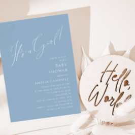 Whimsical Dusty Blue Het is een Meisje Baby shower Kaart