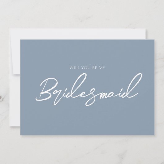 Whimsical Dusty Blue Minimale Bridesmaid-voorstel Kaart (Voorkant)
