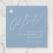 Whimsical Dusty Blue Oh Baby shower Bedankt Bedankjes Labels (Voorkant)