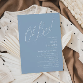 Whimsical Dusty Blue Oh Boy! Baby Shower Kaart