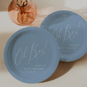 Whimsical Dusty Blue Oh Boy! Baby Shower Papieren Bordje
