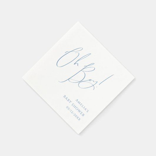 Whimsical Dusty Blue Oh Boy! Baby Shower Servet (Hoek)