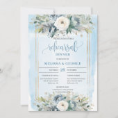 Whimsical Dusty Blue Peony Rehearsal Dinner Card Kaart (Voorkant)
