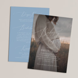 Whimsical Dusty Blue Photo Alles in één Baby showe Kaart