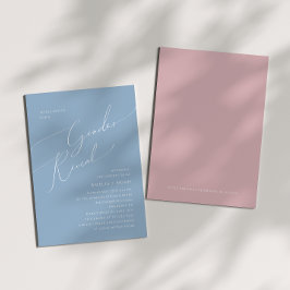 Whimsical Dusty Blue/Pink Baby Genderonthulling Kaart