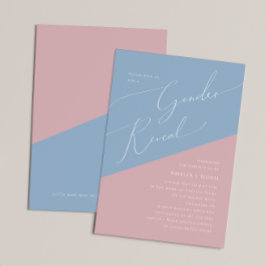 Whimsical Dusty Blue/Roos Baby Gender Reveal Kaart
