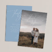 Whimsical Dusty Blue Vertical Photo Baby shower Bedankkaart