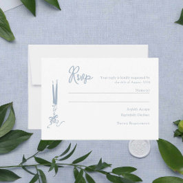 Whimsical Dusty Blue Wedding RSVP Kaart