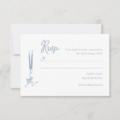 Whimsical Dusty Blue Wedding RSVP Kaart (Voorkant)