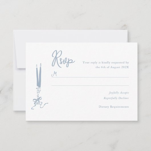 Whimsical Dusty Blue Wedding RSVP Kaart (Voorkant)
