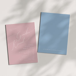 Whimsical Dusty Pink/Blue Baby gender Reveal Kaart