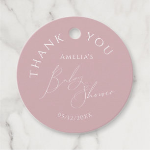 Whimsical Dusty Roos Baby shower Bedankt Bedankjes Labels