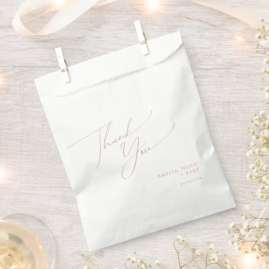 Whimsical Dusty Roos Baby shower Bedankt Bedankzakje (Geknipt)