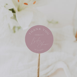 Whimsical Dusty Roos Baby shower Dank je wel Ronde Sticker