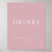 Whimsical Dusty Roos Baby shower Drinken Teken Poster (Voorkant)