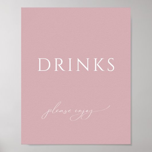 Whimsical Dusty Roos Baby shower Drinken Teken Poster (Voorkant)