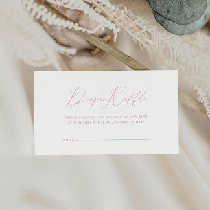 Whimsical Dusty Roos Baby shower Luier Raffle Informatiekaartje