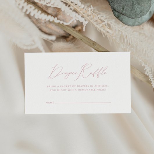 Whimsical Dusty Roos Baby shower Luier Raffle Informatiekaartje