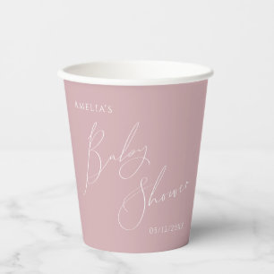 Whimsical Dusty Roos Baby shower Papieren Bekers