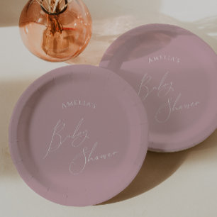 Whimsical Dusty Roos Baby shower Papieren Bordje