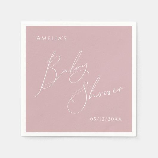 Whimsical Dusty Roos Baby shower servetten (Voorkant)