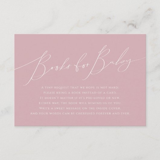 Whimsical Dusty Roos Boeken voor Baby Informatiekaartje (Voorkant)