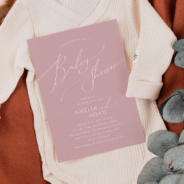 Whimsical Dusty Roos Couples Baby shower Kaart