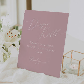 Whimsical Dusty Roos Luier Raffle Baby shower Reclamebord Met Voetstuk