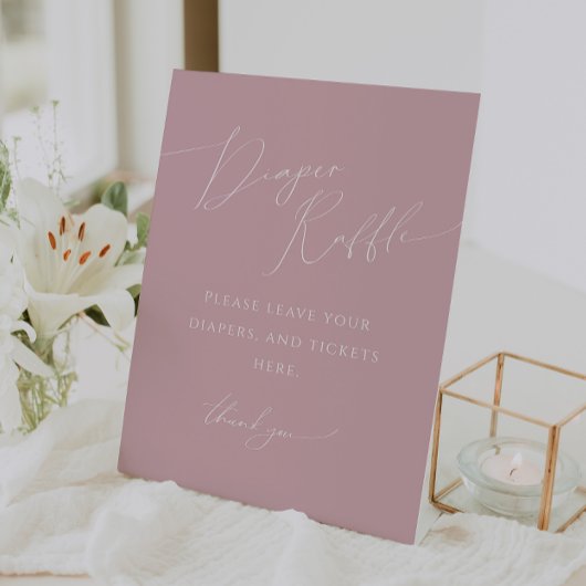 Whimsical Dusty Roos Luier Raffle Baby shower Reclamebord Met Voetstuk