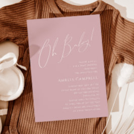 Whimsical Dusty Roos Oh Baby! Baby Shower Kaart