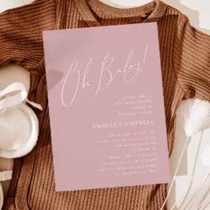 Whimsical Dusty Roos Oh Baby! Baby Shower Kaart
