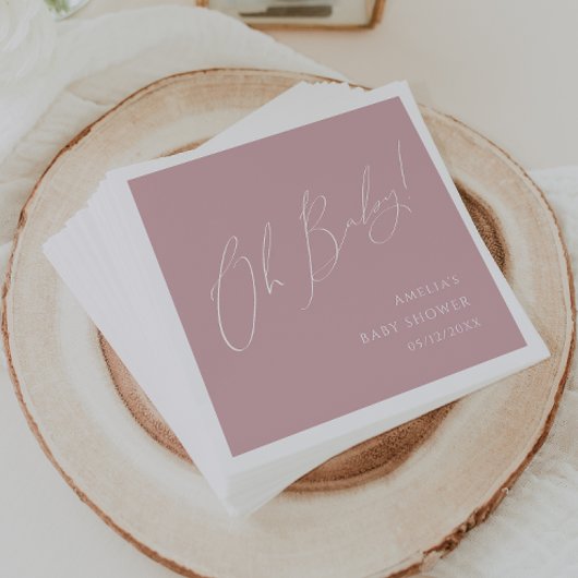 Whimsical Dusty Roos Oh Baby shower servetten