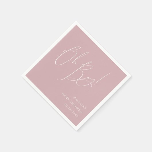 Whimsical Dusty Roos Oh Boy Baby shower Servet (Hoek)