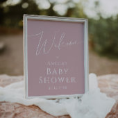 Whimsical Dusty Roos Welkom Baby shower Sign Poster