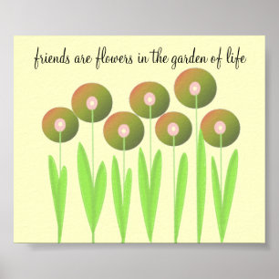 Whimsical Earth Tone Flowers met Gezegde Poster
