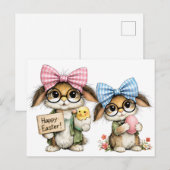 Whimsical Easter Bunnies  Briefkaart (Voorkant / Achterkant)