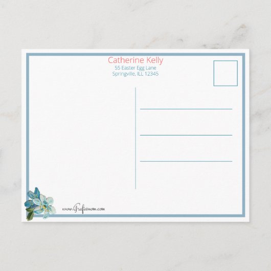 Whimsical Easter Bunnies en Giant Egg Briefkaart (Achterkant)