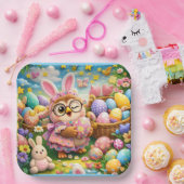 Whimsical Easter bunny and colourful eggs Papieren Bordje (Feest)