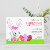 Whimsical Easter Bunny and Eggs Party Kaart (Staand voorkant)