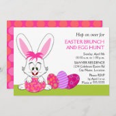 Whimsical Easter Bunny and Eggs Party Kaart (Voorkant / Achterkant)