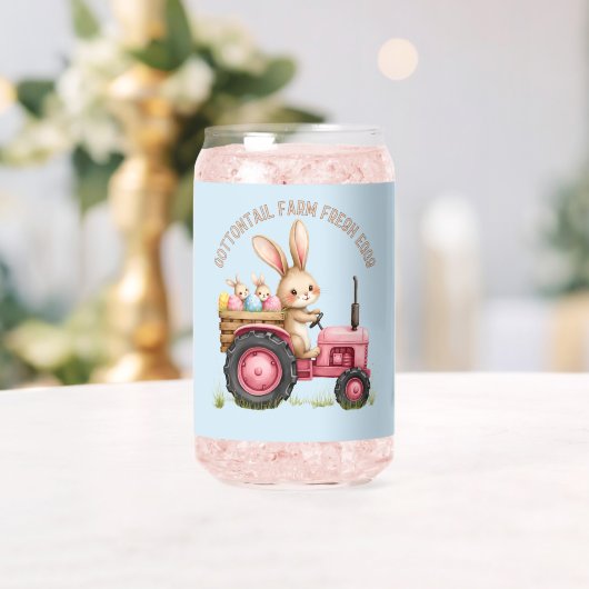 Whimsical Easter Bunny Boerderij  Tractor Blikvorm Glas (Insitu (Huwelijk))