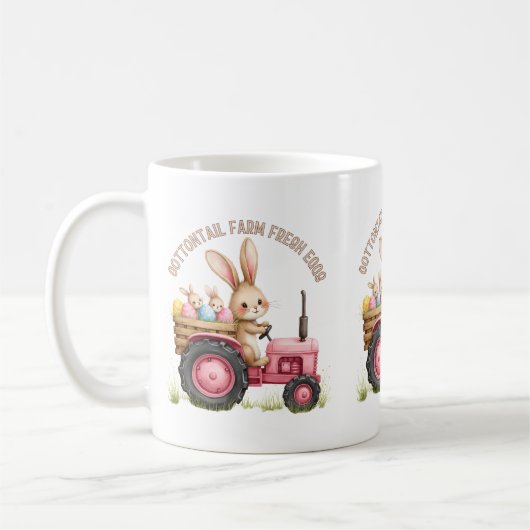Whimsical Easter Bunny Boerderij  Tractor Koffiemok (Links)