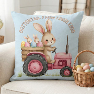 Whimsical Easter Bunny Boerderij  Tractor Kussen