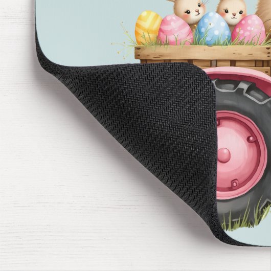 Whimsical Easter Bunny Boerderij  Tractor Muismat (Hoek)