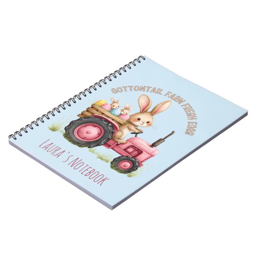 Whimsical Easter Bunny Boerderij Tractor Notitieboek (Linkerzijde)
