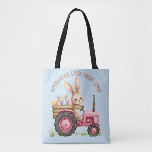 Whimsical Easter Bunny Boerderij  Tractor Tote Bag (Voorkant)